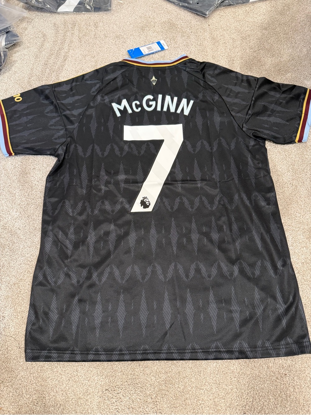 Aston adidas Villa McGinn #7 Men’s Black Soccer Jersey slim fit kit